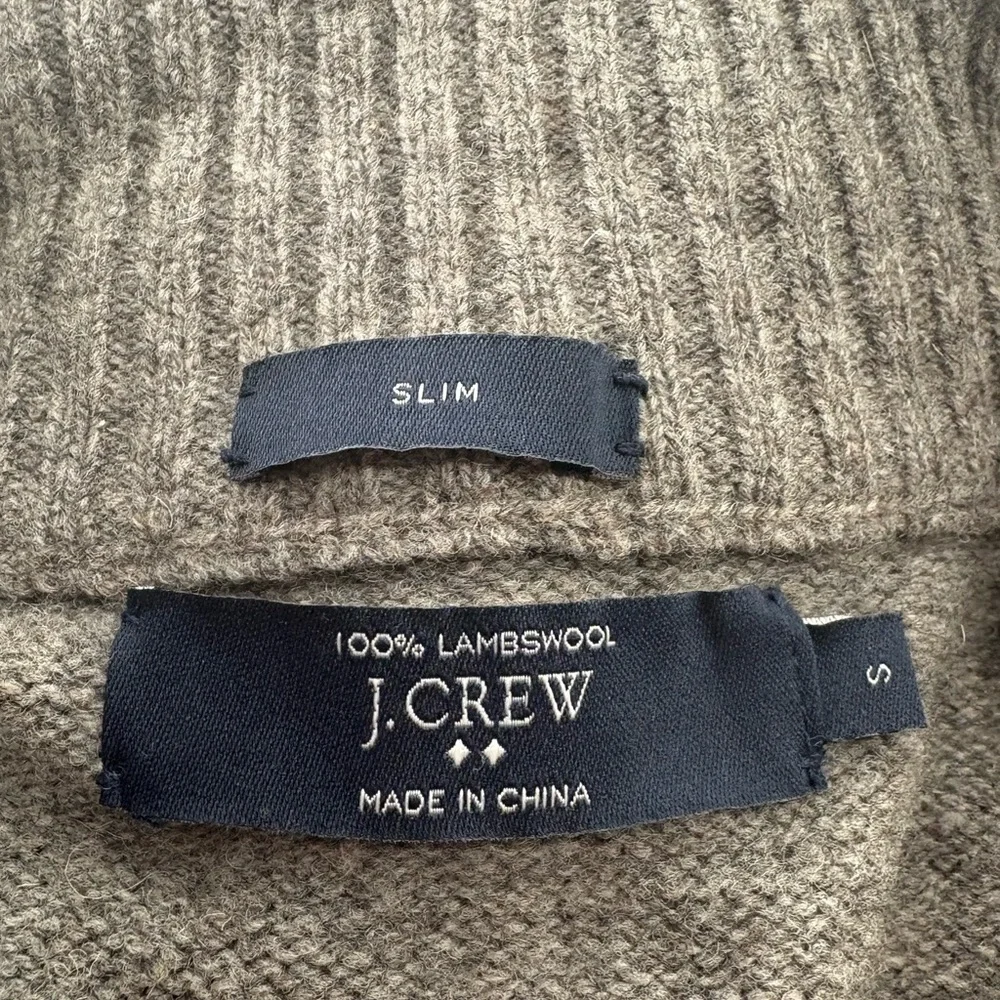 J. Crew Men's Gray 100% Lambswool Half Zip Sweater